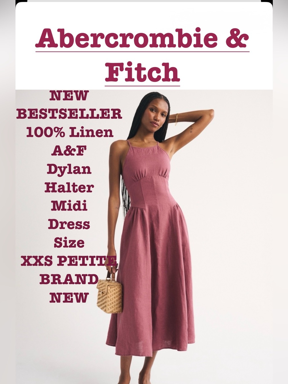 Abercrombie & Fitch DYLAN MIDI HALTER DRESS BRAND NEW!! Sold out XXSP